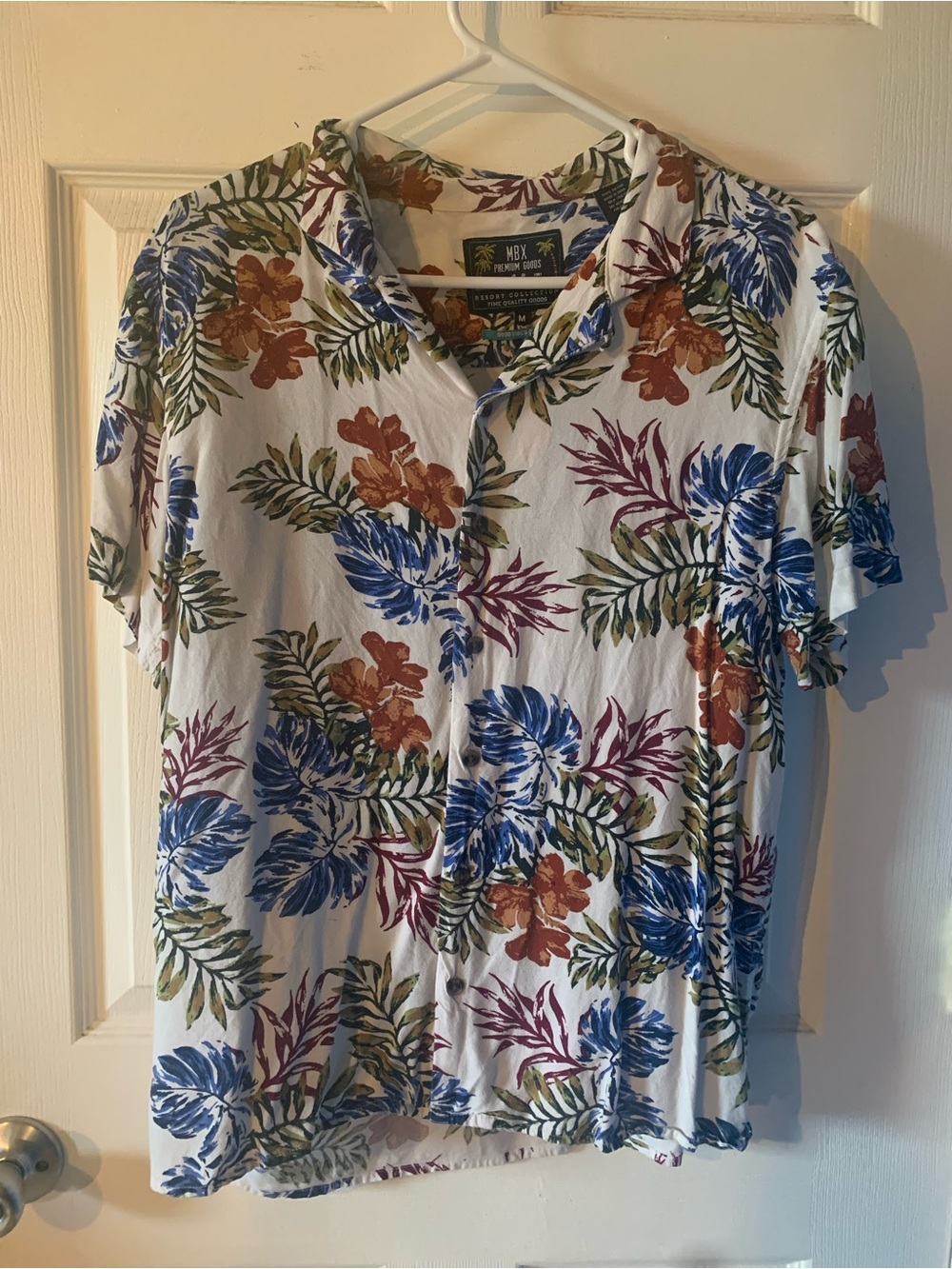 MBX Tropical Floral Short-Sleeve Button-Down Shirt - White/Multi